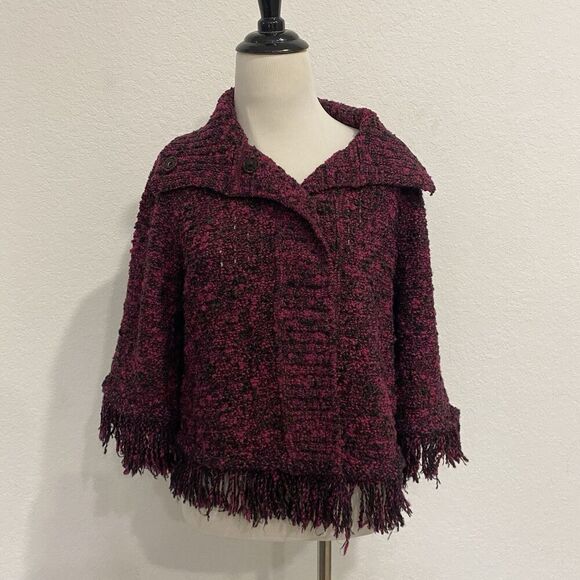 ST JOHN Knit Topper Cardigan Jacket Women S Pink/Purple Black - Picture 1 of 9